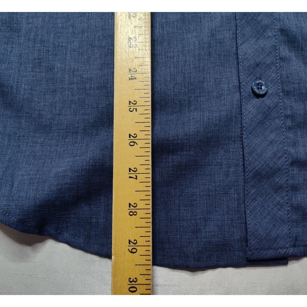ORVIS Men Medium Blue Black Heather Polyester Button Outdoor Shirt EUC - Picture 9 of 14